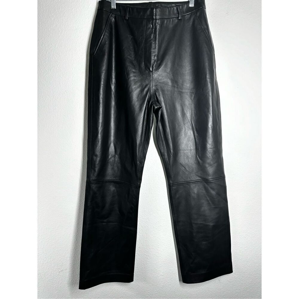 NWT ABOUT YOU MARIE VON BEHRENS BLACK LAMB LEATHER PANTS SIZE 14 US * Notes